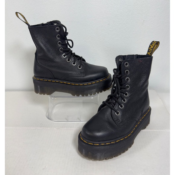 Dr. Martens Shoes - Dr. Martens Jadon III Pisa Leather Platform Boots Womens 5 Black Good Combat Zip